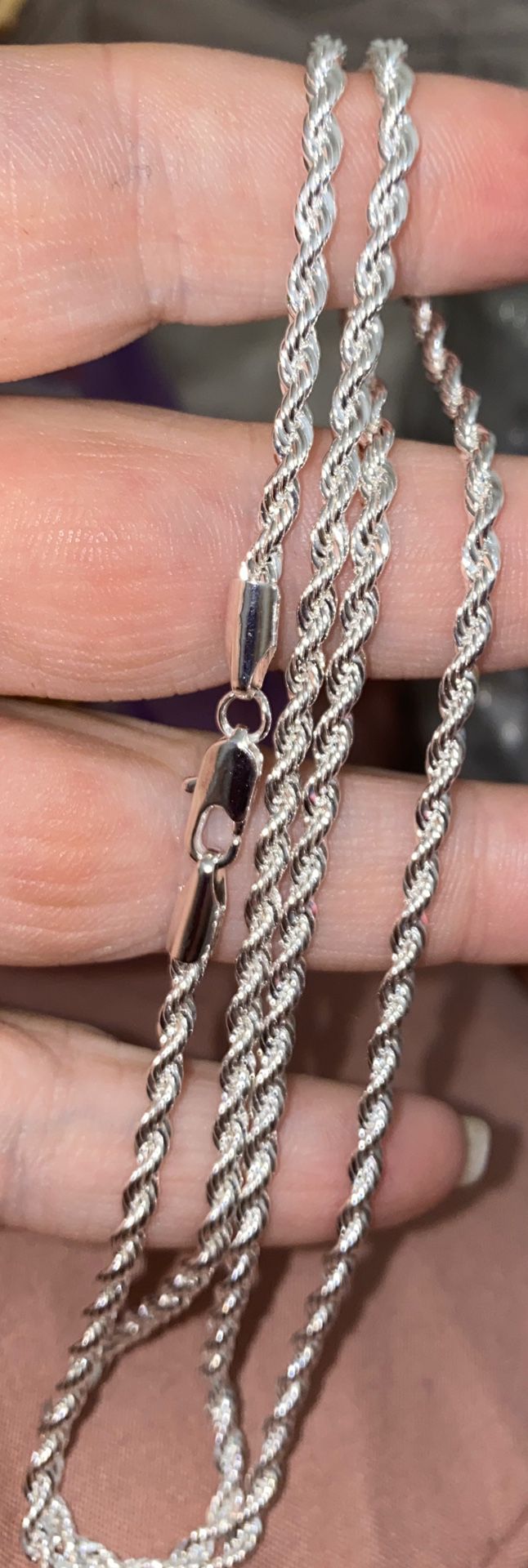 14k White Gold Filled Diamond Cut Rope Chain wont Fade Free Shipping Using PayPal
