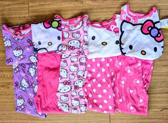 Lot 10 Girls Winter Fall Pajamas Kids Hello Kitty Sets LS Shirts Pants Size 8