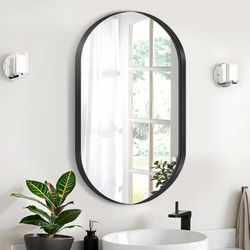 3-Tier Medicine Cabinet with Shelf, Home Storage Bathroom Cabinet for Bathroom, Bedroom, (Oval,Black)