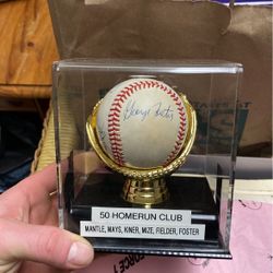 Signed baseball 50 home run club Mickey Mantle Willie Mays Kaieteur byes fielder Foster