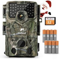 Trail Camera,4K 36MP Game Camera with 8 Batteries&32GB Card,Trail Cameras with Night Vision Motion Activated Waterproof IP66, 120° Detection Angle,2.0
