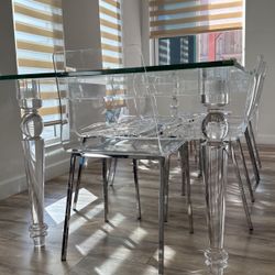 violet glass top dining table