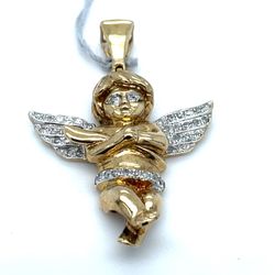 10KT Yellow Gold Diamond Angel Pendant 3.80g 136853/12