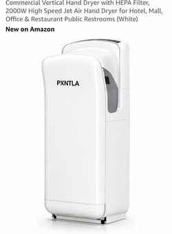Commercial Vertical Hand Dryer with HEPA Filter, 2000W High Speed Jet Air Hand Dryer for Hotel, Mall, Office & Restaurant Public Restrooms (White)