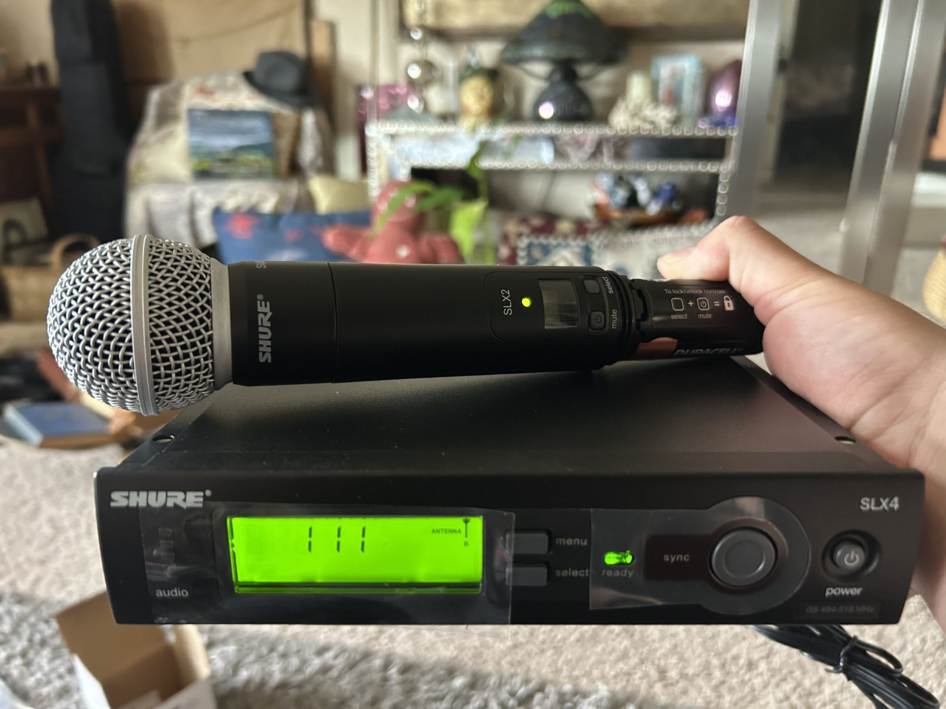 shure slx4 wireless receiver slx2 handheld microphone transmitter very nice condition - Gig Harbor