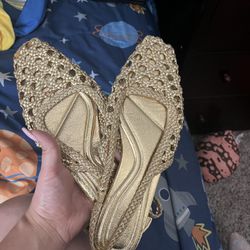 Zara Gold Flats