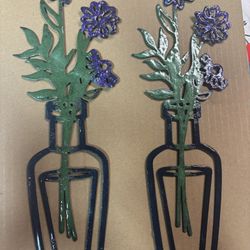 Metal Flowers In Vase Wall Decor