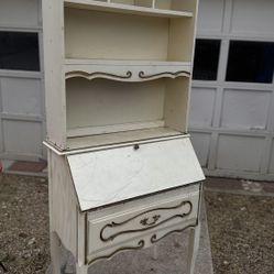 VINTAGE SECRETARY DESK  Needs a little cosmetic TLC.   32 1/2” W x 16 1/2” D x 76”T
