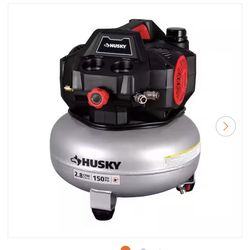 NEW IN BOX Husky 6 Gal. 150 PSI Portable Electric Oil-Free Quiet Jobsite Pancake Air Compressor with Aluminum Tank and 2-Quick Couplers