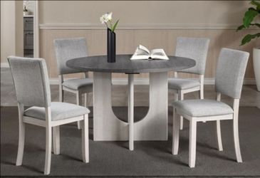 Brand New White & Grey 5pc Dining Table Set
