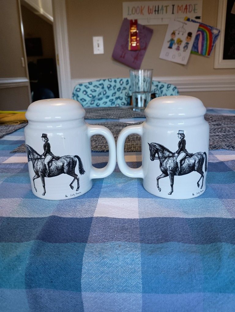 Salt And Pepper Shakers ( Horse Print)