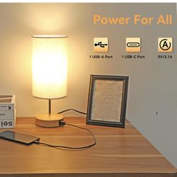 Industrial Desk Lamp with USB Charging Port, Modern Dimmable Bedside Nightstand Lamp with Glass Shade for Bedroom Living Room Office, LED Bulb Include