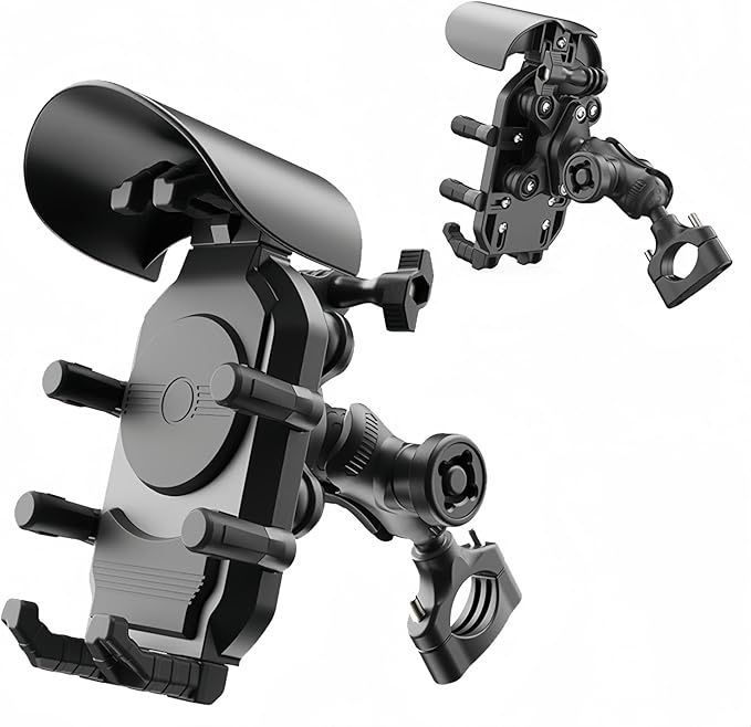 Motorcycle Phone Holder with Vibration Dampener - Anti-Shake, Adjustable, One-Hand Operation