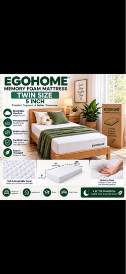 EGOHOME Twin 5” Memory Foam Mattress – NEW
