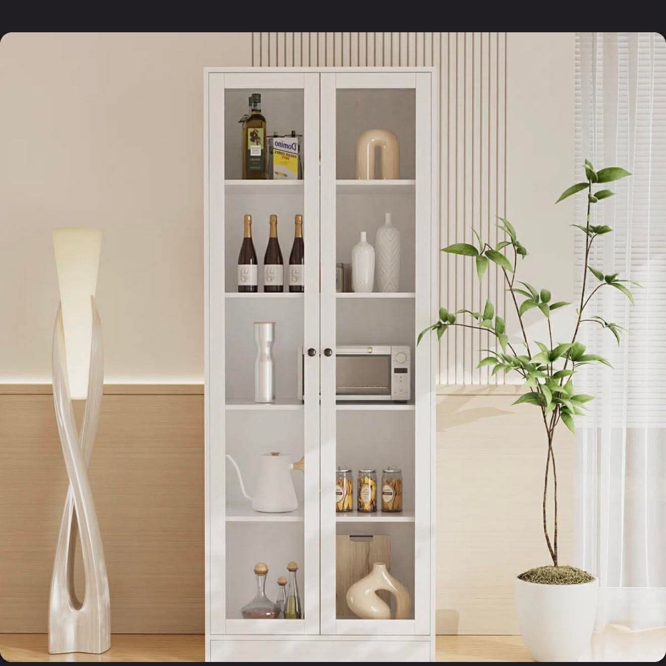 70.9'' Kitchen Pantry Cabinet With Glass Door B-7