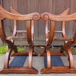 2 Antique Italian Savonarola Chairs