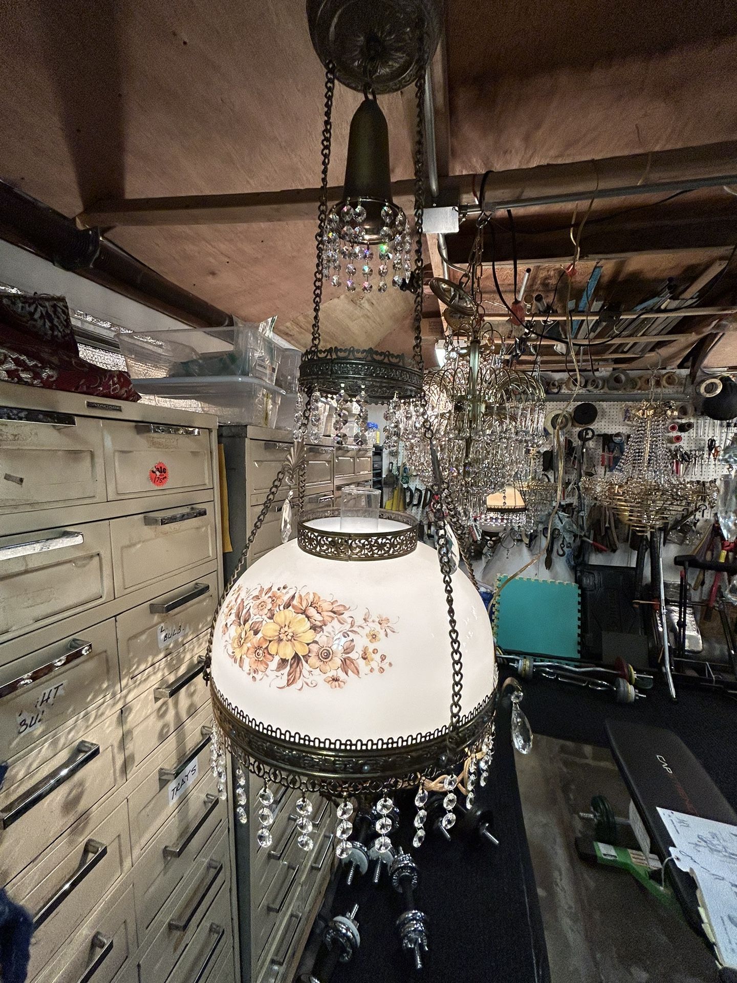 Victorian Style Electrified Hanging Lamp