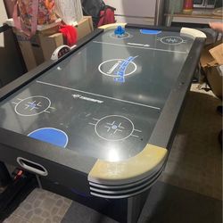Triumph Sports Lumen-X Lazer 6' Interactive Air Hockey Table Featuring All-Rail LED Lighting and In-
