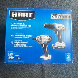 Hart 1/2 Drill  & Impact Driver Kit & Hyper Tough Drill