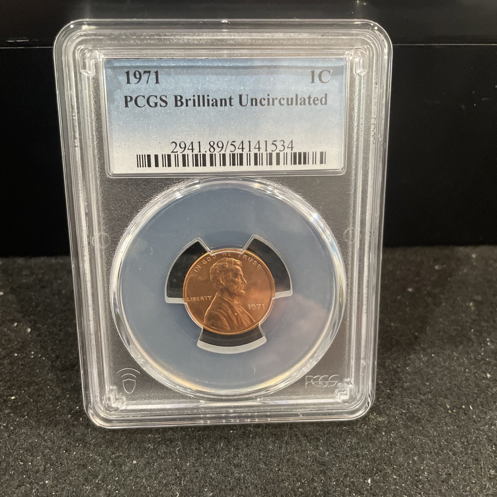 1971 Brilliant Uncirculated Lincoln Penny Graded By PGCS E-4