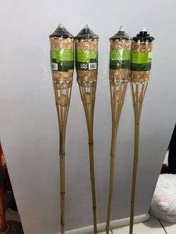 Bamboo Tiki Torches – Set of 4