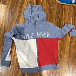 Tommy Hilfiger Sport Hoodie Womens Medium Blue Red White Full Zip Colorblock