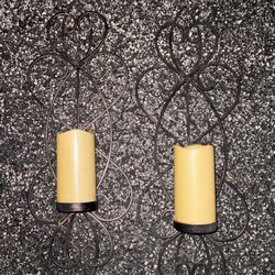 2 ✌️ Vintage black wrought-iron decorative wall  sconces with battery operated candles