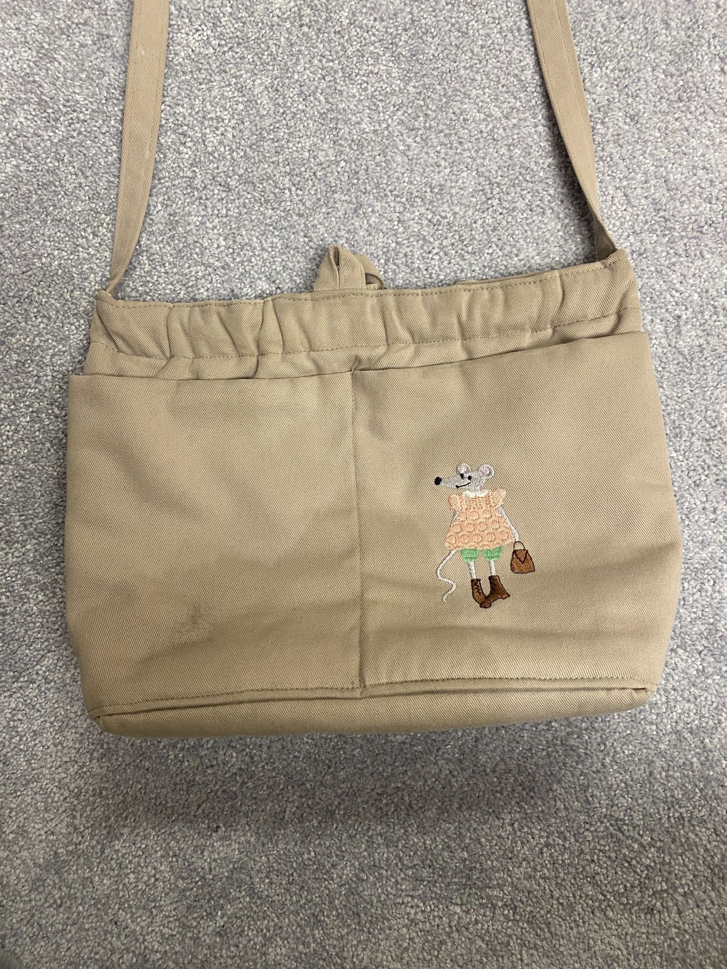Mouse cotton fabric cross body purse