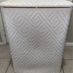 White Rattan Laundry Basket with Lid