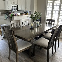 Dining Table Set – Seats 6 – Dark Brown – Great Condition