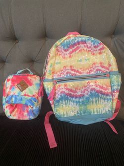 Tie-dye sequin backpack and lunch box set