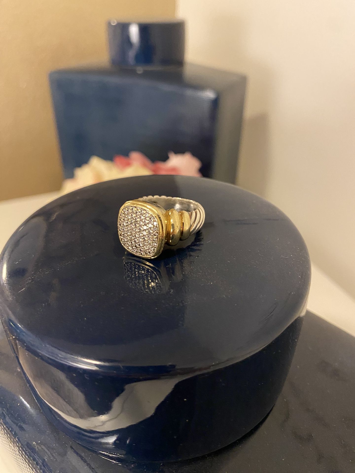 David Yurman Two-Tone Diamond Ring Size 6.5