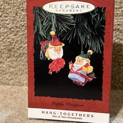 Hallmark "Happy Wrappers" Elfs Ornament 1995 set of 2