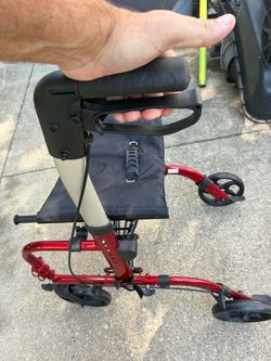Deluxe Lightweight Rollator Walker 2 in 1 Medical Aid Transport Chair Wheelchair