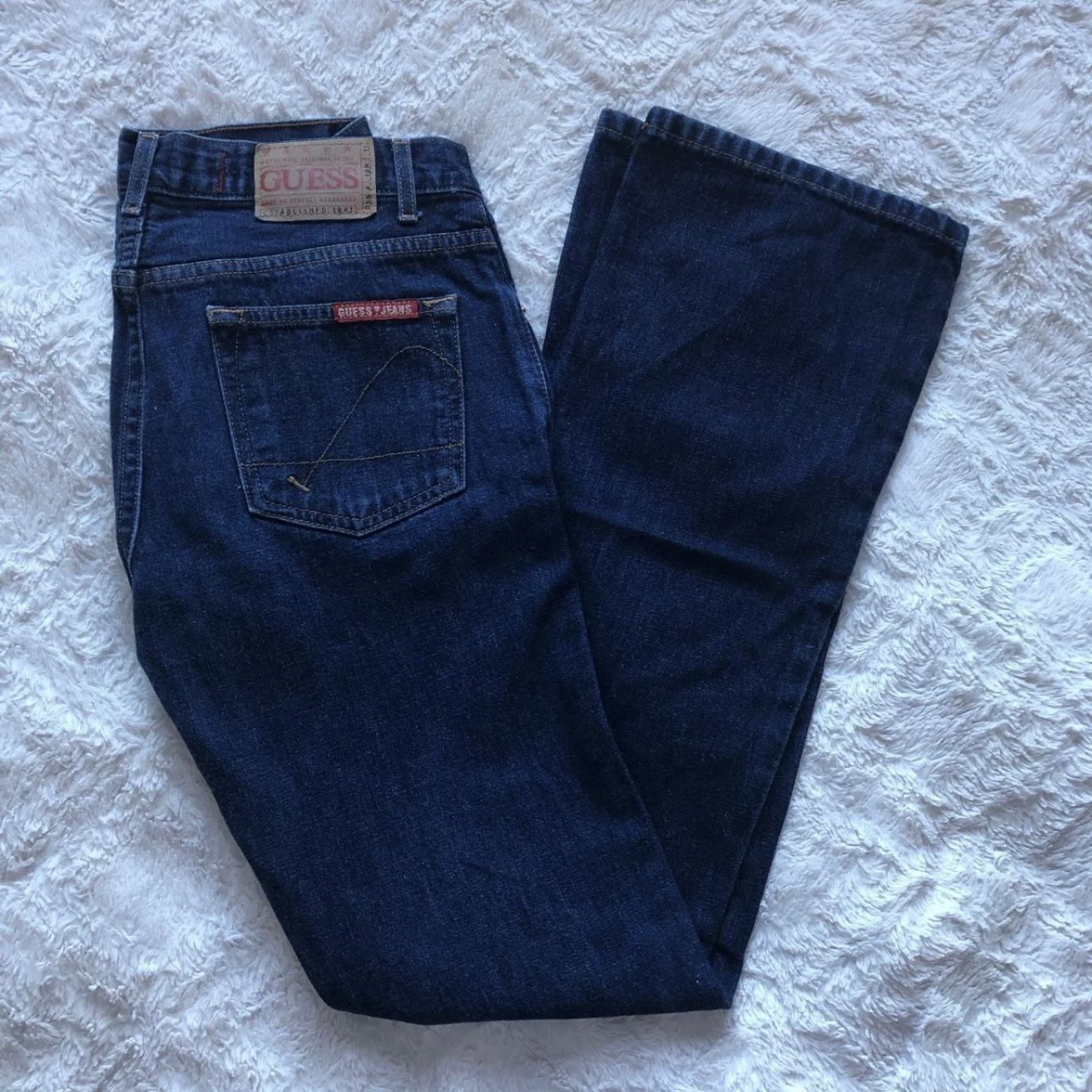 GUESS Vintage Denim Straight Patch Jeans Sz 27