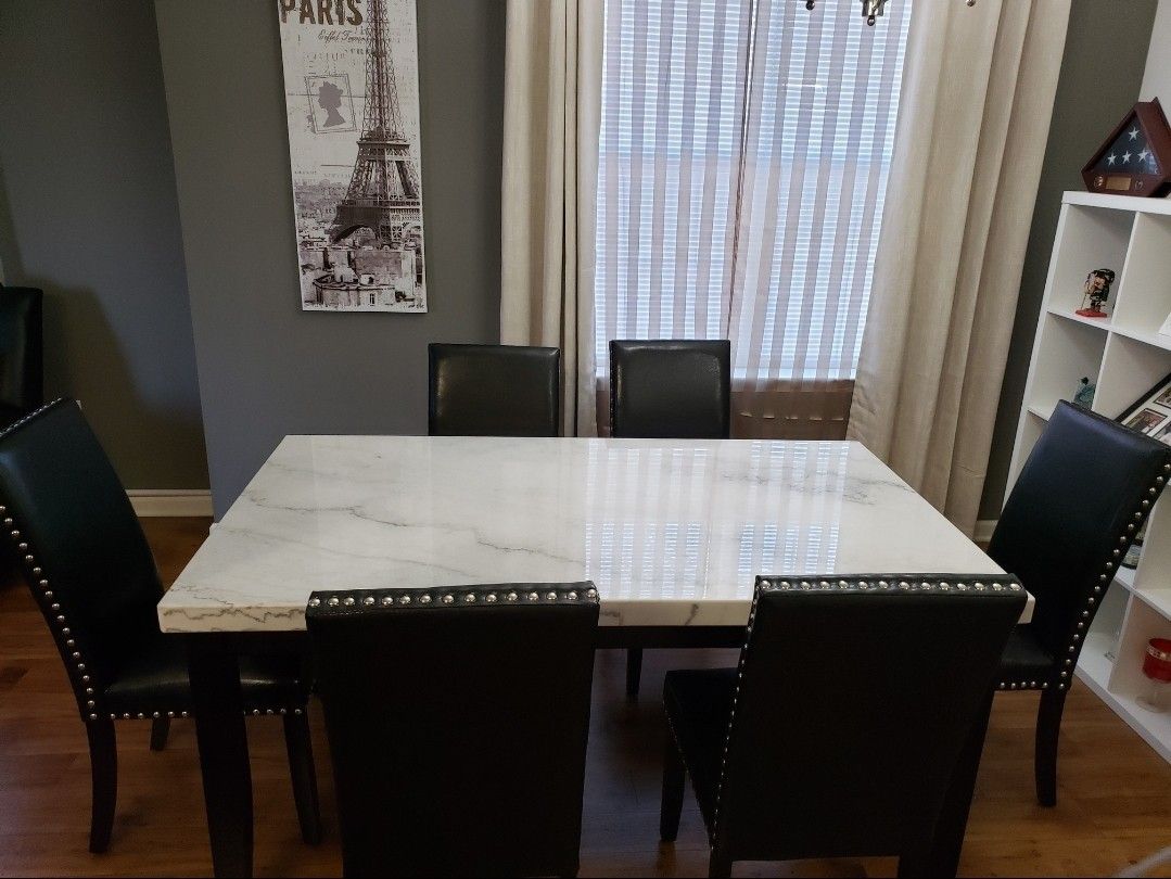 7 Piece Marble Top Dinning Table