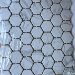Beautiful White And Grey Ceramic Mosaic Hexagon