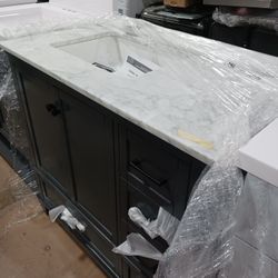 37" Bathroom Vanity With Marble Top 