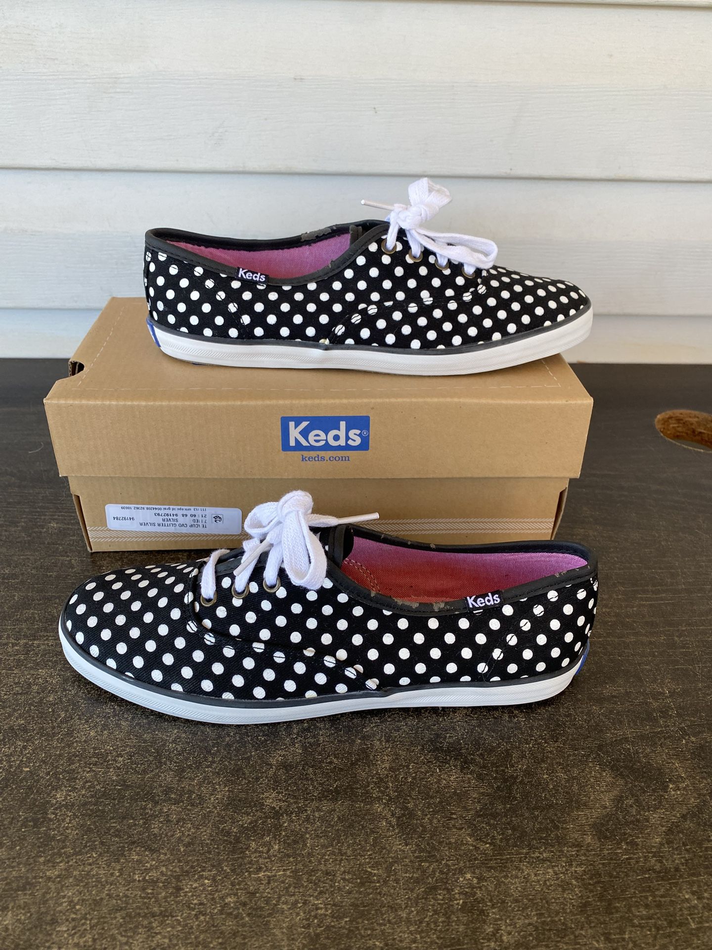KEDS Itsy Weensy POLKA DOT Bikini Sneakers Comfort Shoes Black White size 6.5