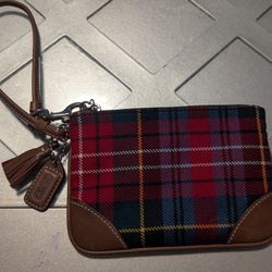 New COACH Plaid & Leather Wristlet Located In Mesa Main Street And Gilbert Rd 