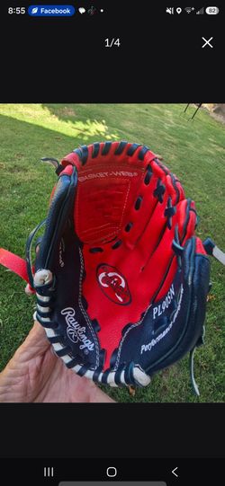 Rawlings PL90SN Baseball Glove Red White Blue Youth Right Hand Size 9, see 3 pics