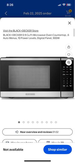 BLACK+DECKER 0.9 Cu Ft Microwave Oven Countertop, 6 Auto Menus, 10 Power Levels, Digital Panel, 900W