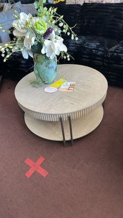 Round White Wash Coffee Table 