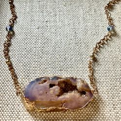 Geode Druzy Slice Pendant Necklace
