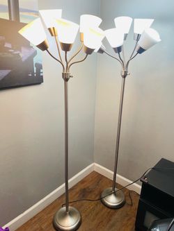 5-Head Floor Lamp Brushed Nickel – Set of 2