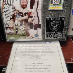 Vintage Art Thome Rookie Card Plaque And AUTHENTICATED Signed NFL PHOTO FILE OF THE NFL