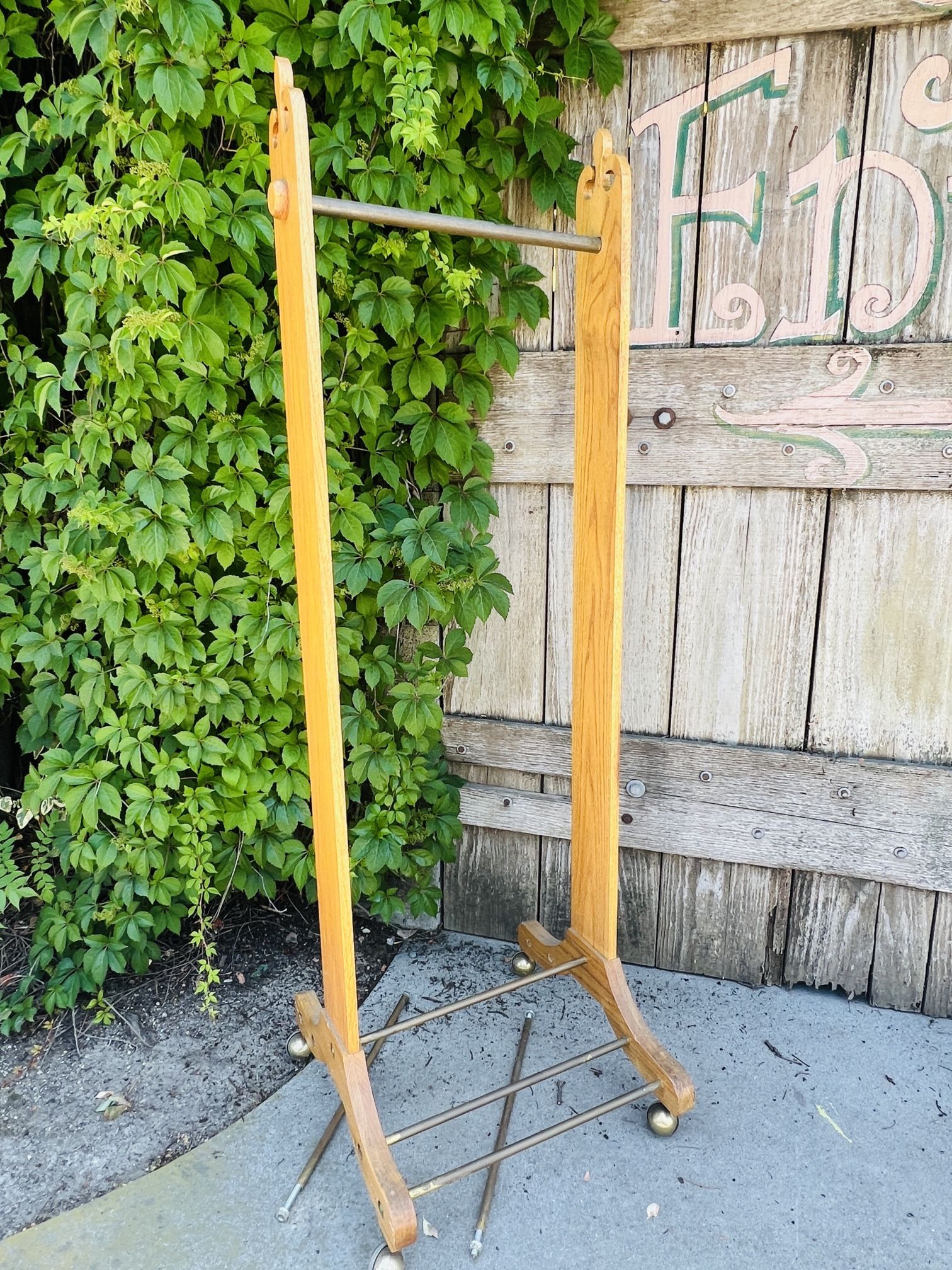 Beautiful Vintage Clothing, Shoe & Hat Rack | Rolling | Solid Wood 