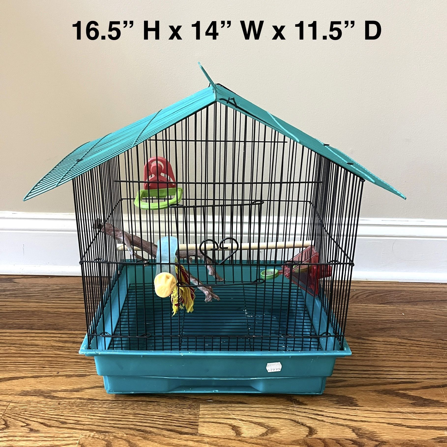 Bird Cage with Toys – 16.5” H x 14” W x 11.5” D