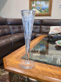 Princess House Heritage Etched Crystal Trumpet Vase 10.5"