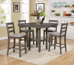 5-PC Pack Counter Height Table & Chair Set All Grey Finish